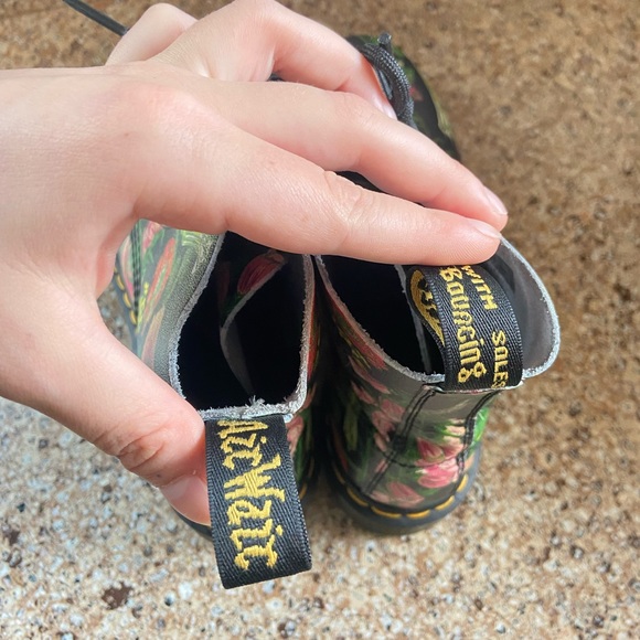 Dr. Martens Black Floral Combat Boots - Picture 2 of 8